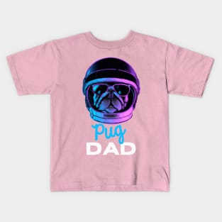 Pug Dad Synthwave Dog Owner Pugs Dog Father Kids T-Shirt